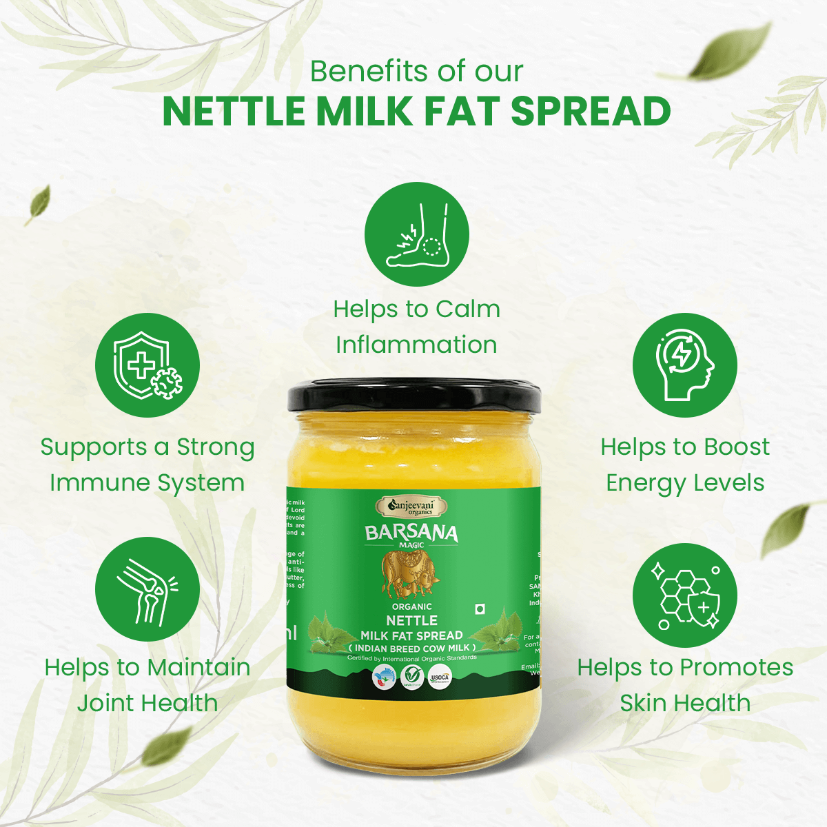 Organic Nettle Milk Fat Spread - 500ml