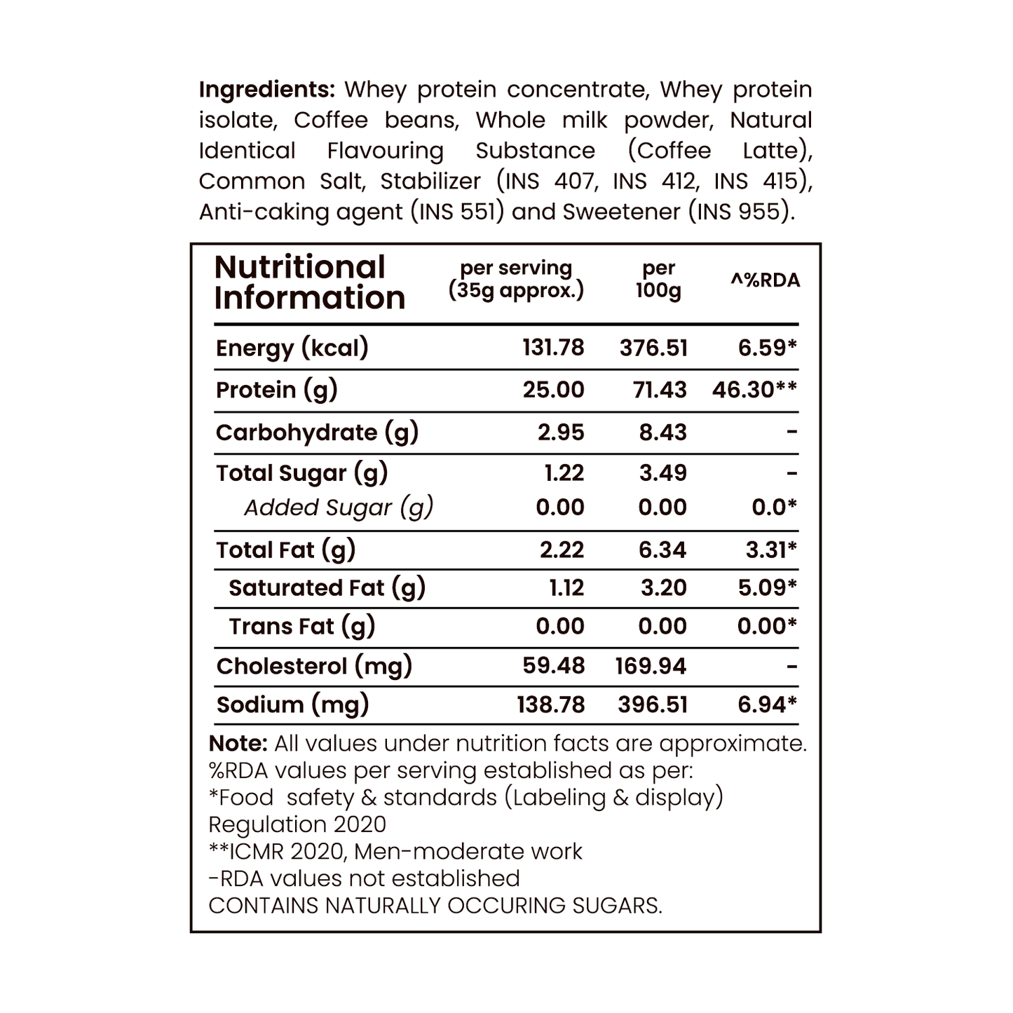 Barsana Magic and Nutritional information and ingredient list for a product on a white background