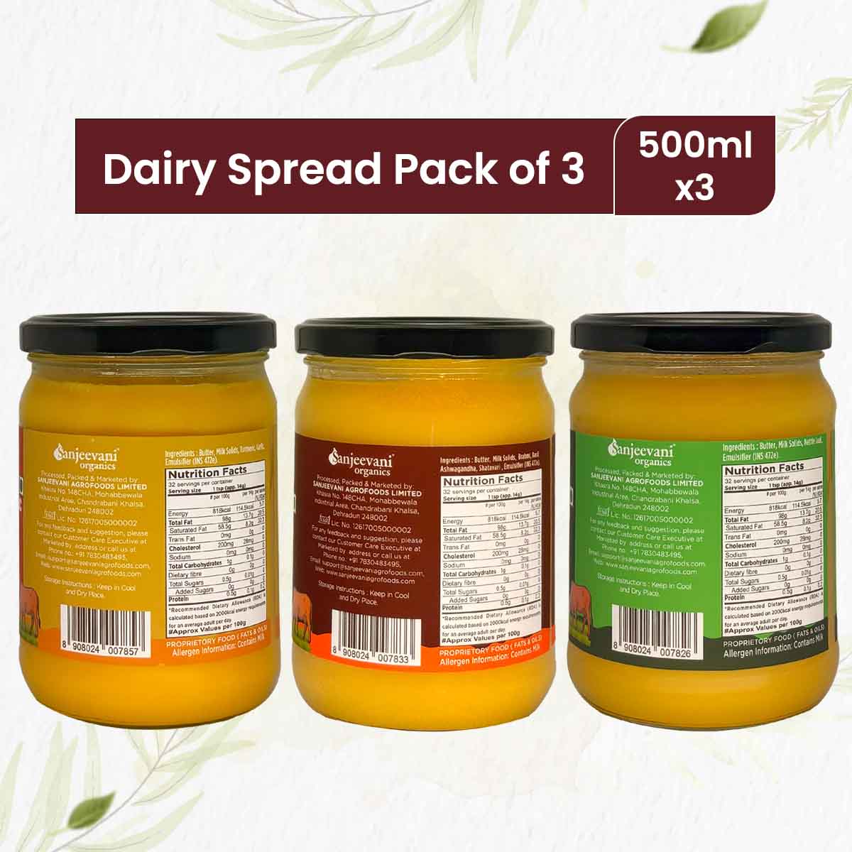 Barsana Magic and Three jars of dairy spread with labels on a white background