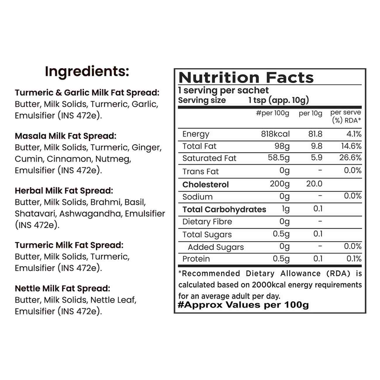 Barsana  Magic Ingredients Nutrition Facts