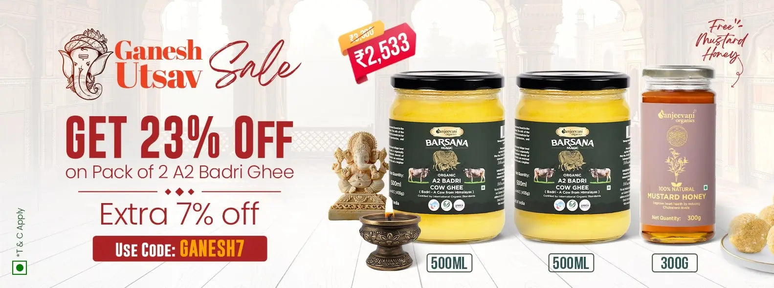 Barsana Magic and Ganesh Utsav Sale A2 Badri Cow Ghee and Natural Mustard Honey