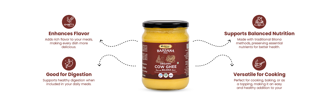 Barsana Magic and Organic Cow Ghee and Enhance Flavor and Good for Digestion and Versatile for Cooking