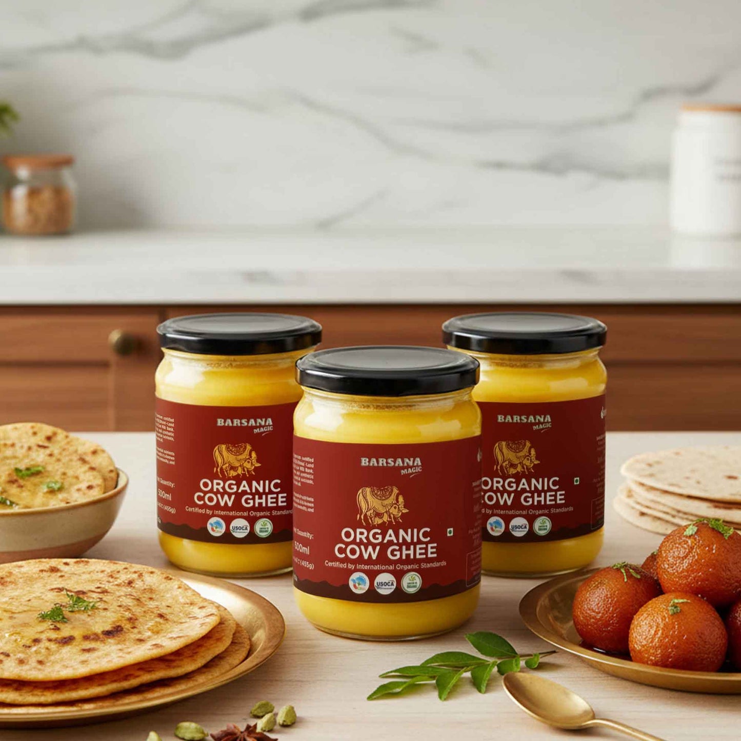 Barsana Magic and 3 glass jar of organic cow ghee with 500ml Jar