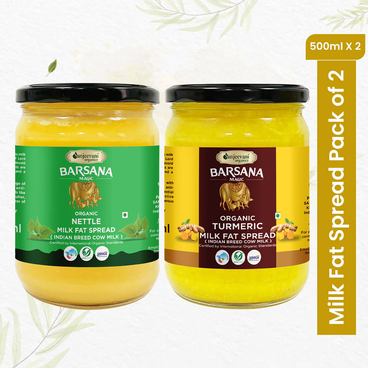 Organic Nettle Milk Fat Spread and Organic Turmeric Milk Fat Spread (Pack of 2)
