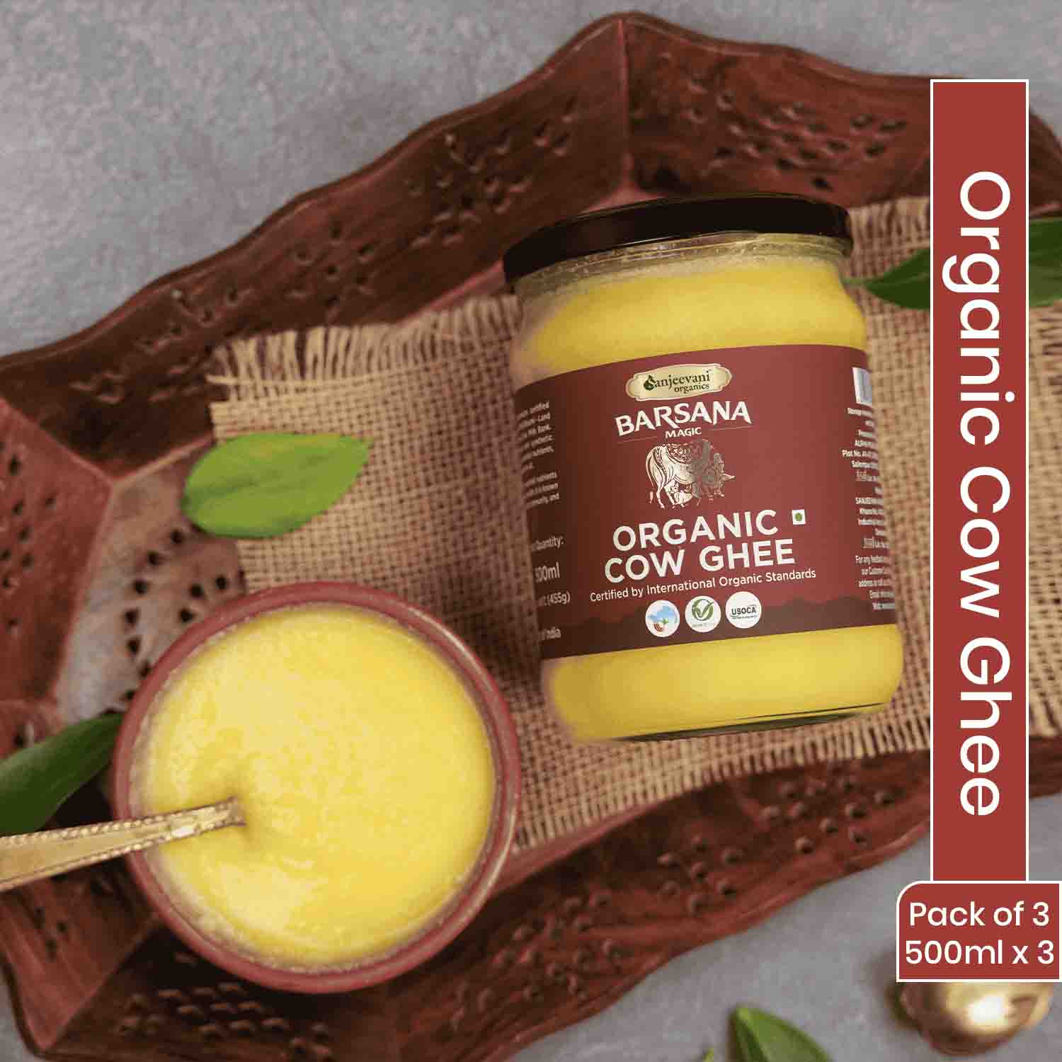 Barsana Magic and Organic Cow Ghee Pack of 3 500mlx3