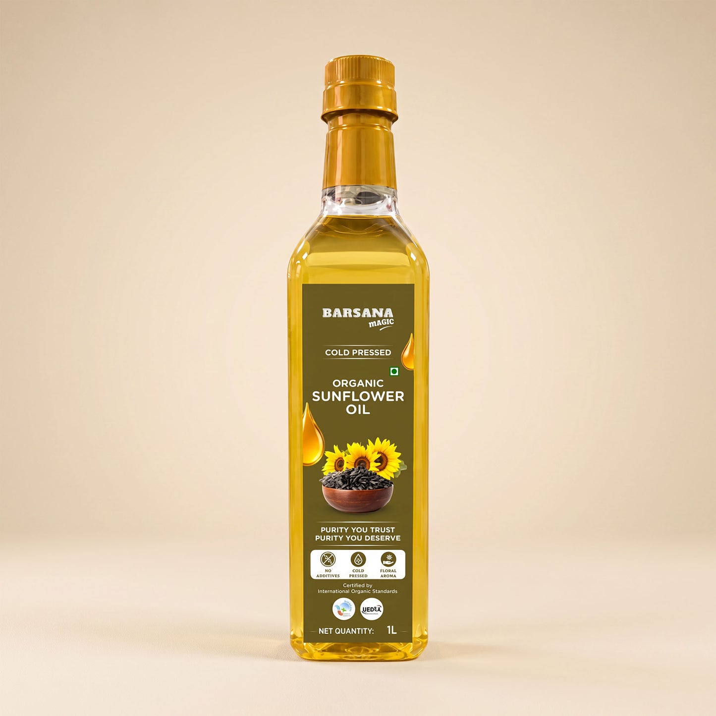 Cold Pressed Sunflower Oil 1L | Certified Organic