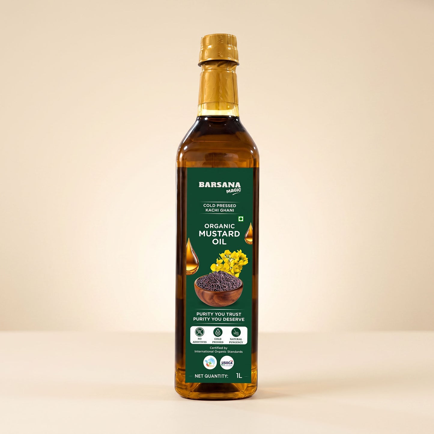 Cold Pressed Kachi Ghani Organic Mustard Oil 1L
