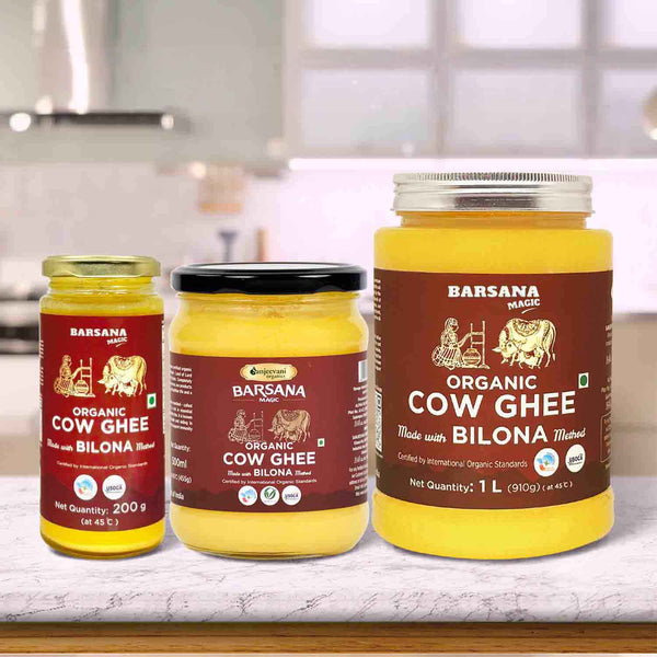 Barsana Magic and Bilona cow ghee 200g, 500ml, 1L combo