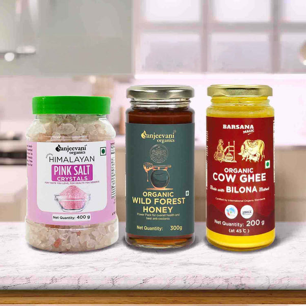 Barsana Magic and Three jars of different products on a kitchen counter