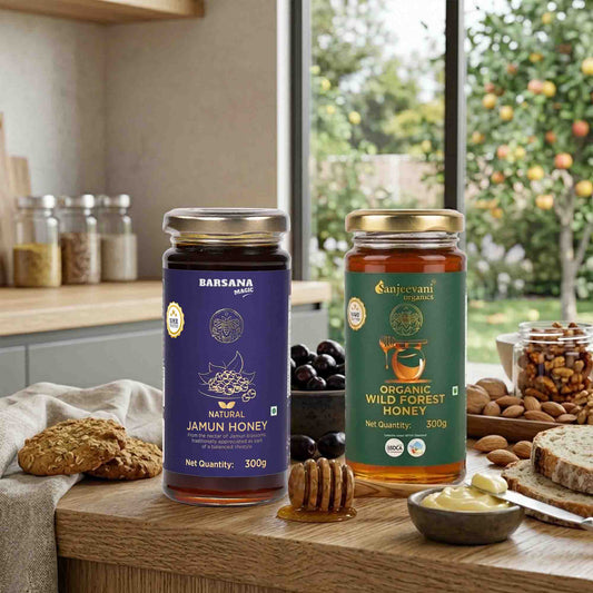Organic Wild Forest Honey and Natural Jamun Honey (Pack of 2)