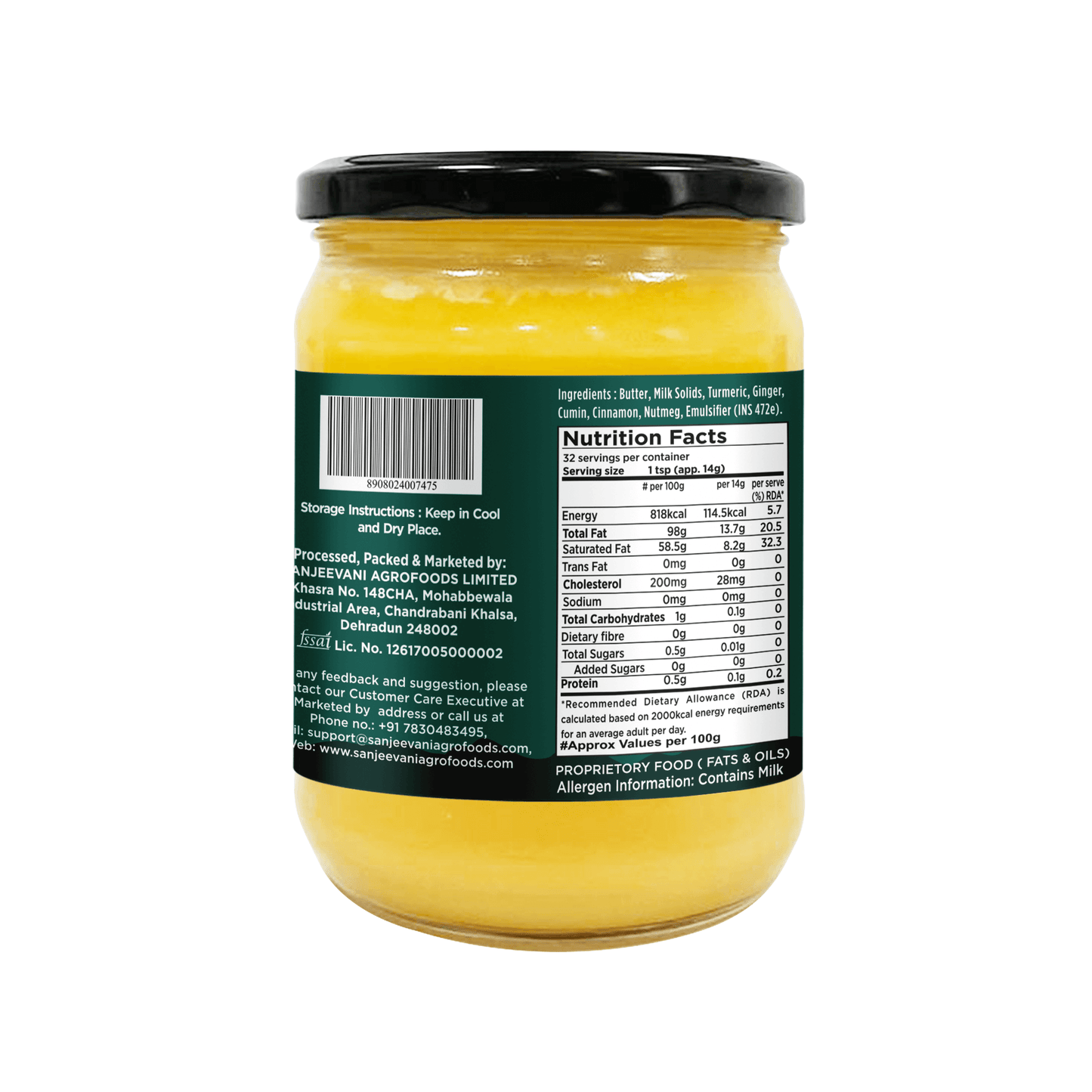Savor the rich, golden hue of Barsana Magic Organic Masala Milk Fat Spread, infused with turmeric, ginger, and warm spices.