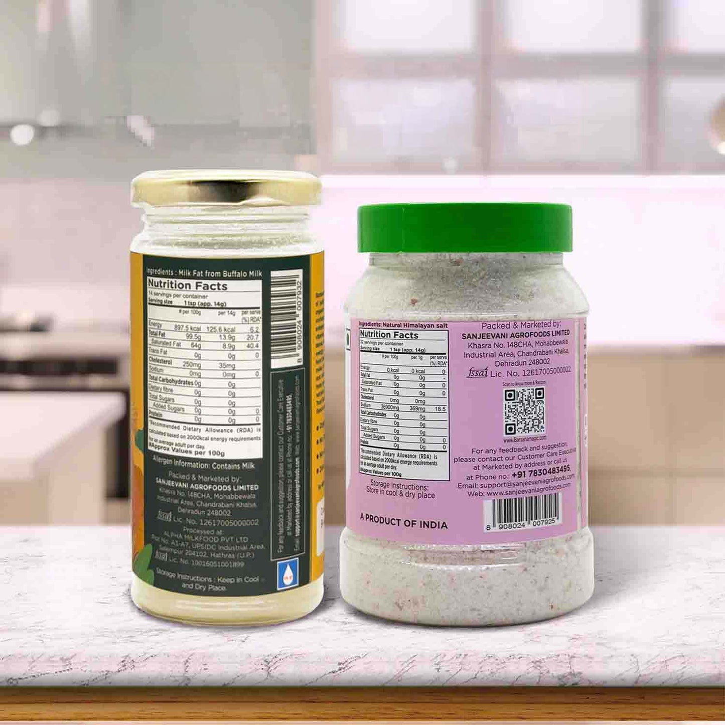 Barsana Magic and Two jars with labels on a kitchen counter