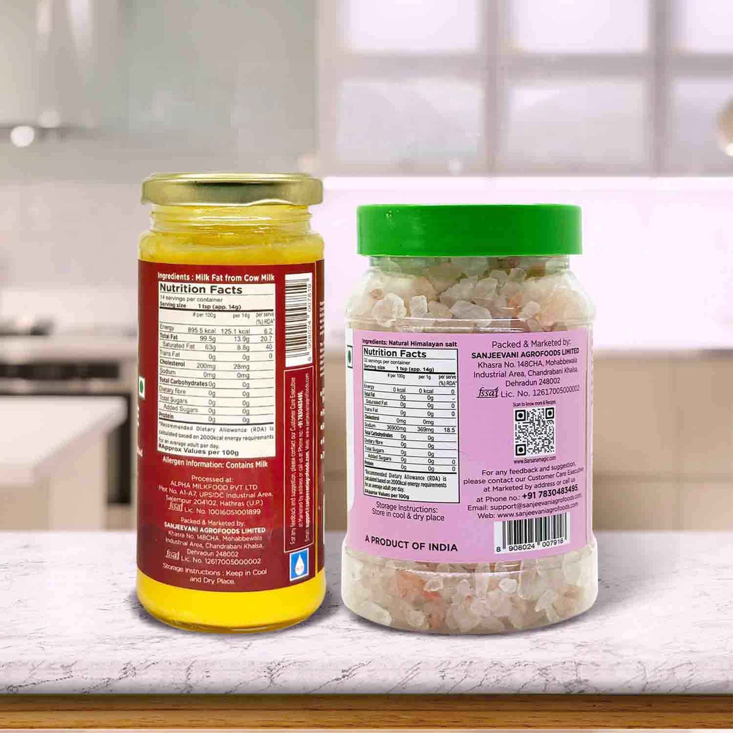 Barsana Magic and Two jars with labels on a kitchen counter