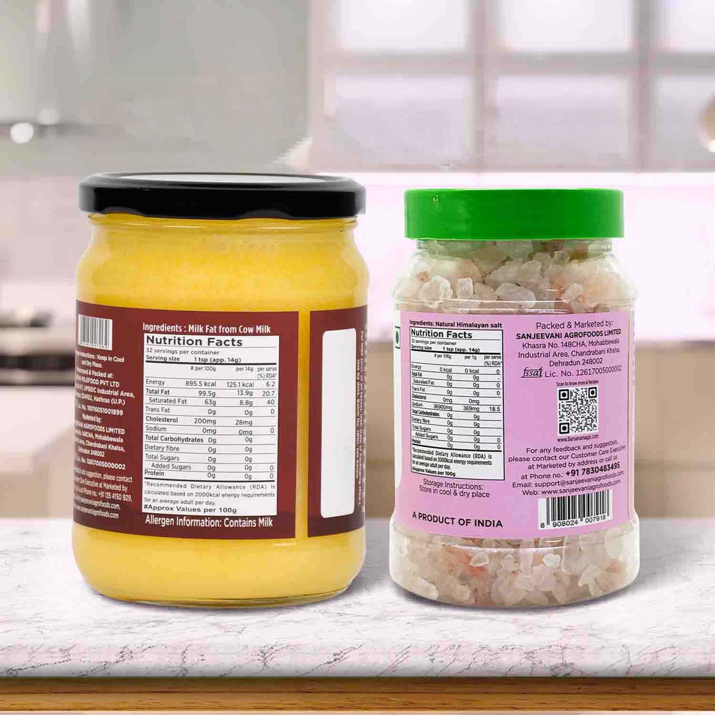 Barsana Magic and Two jars with labels on a kitchen counter