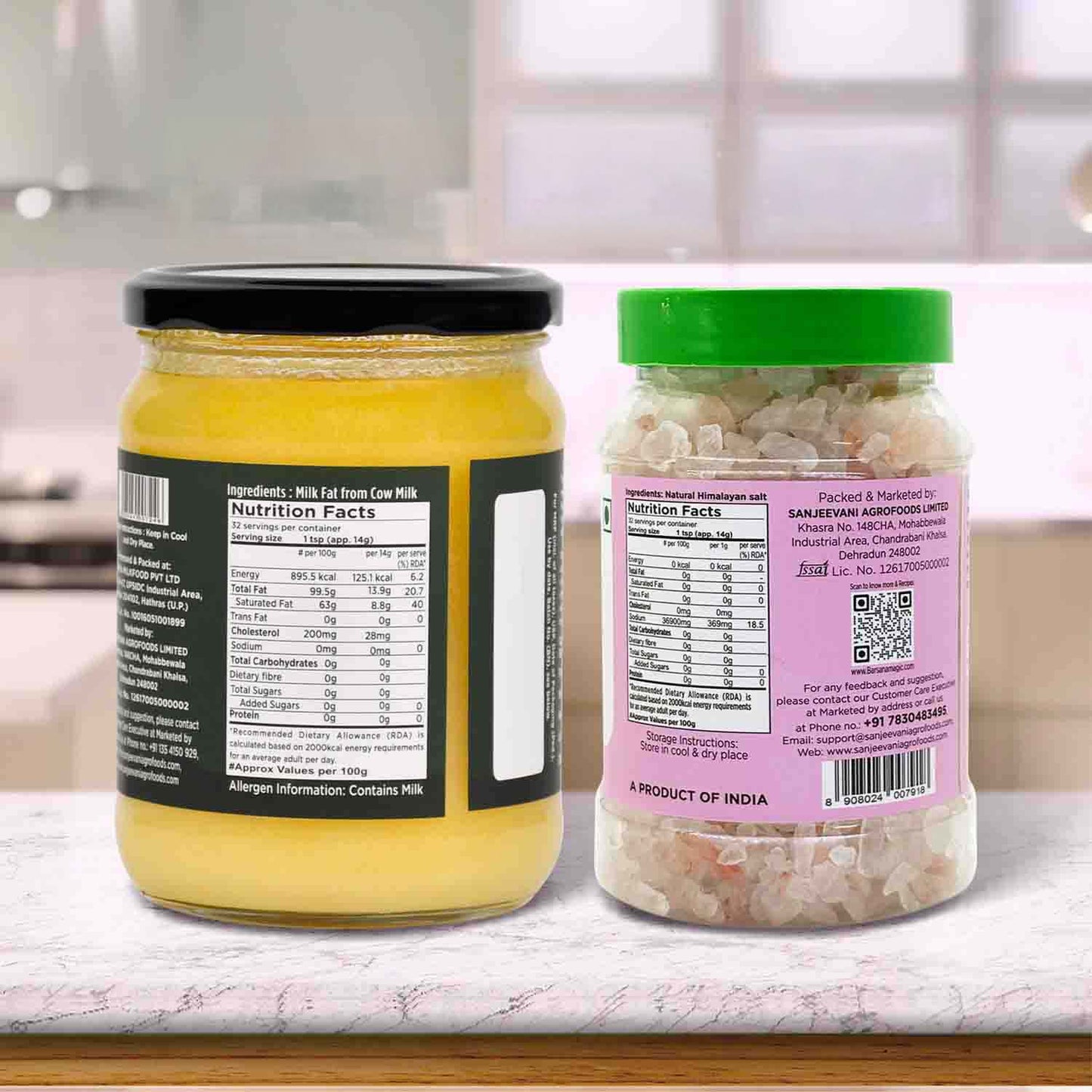 Barsana Magic and Two jars with labels on a kitchen counter