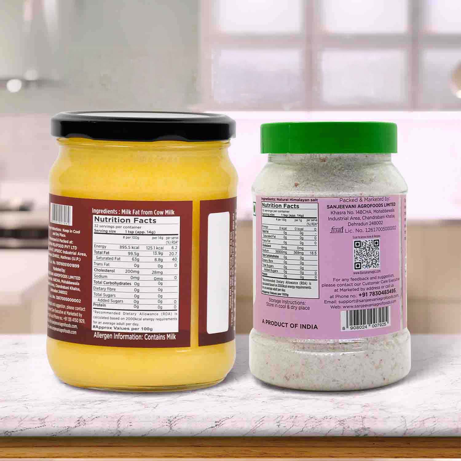 Barsana Magic and Two jars with labels on a kitchen counter