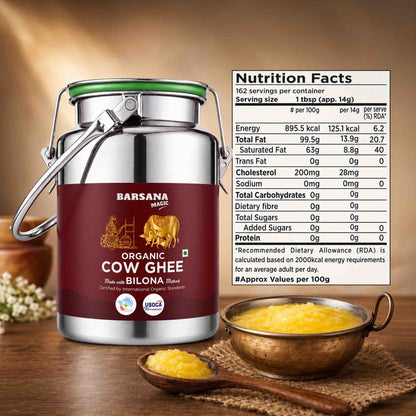 Organic Bilona Cow Ghee Dolchi 2.5L | Stainless Steel Family Saver Pack