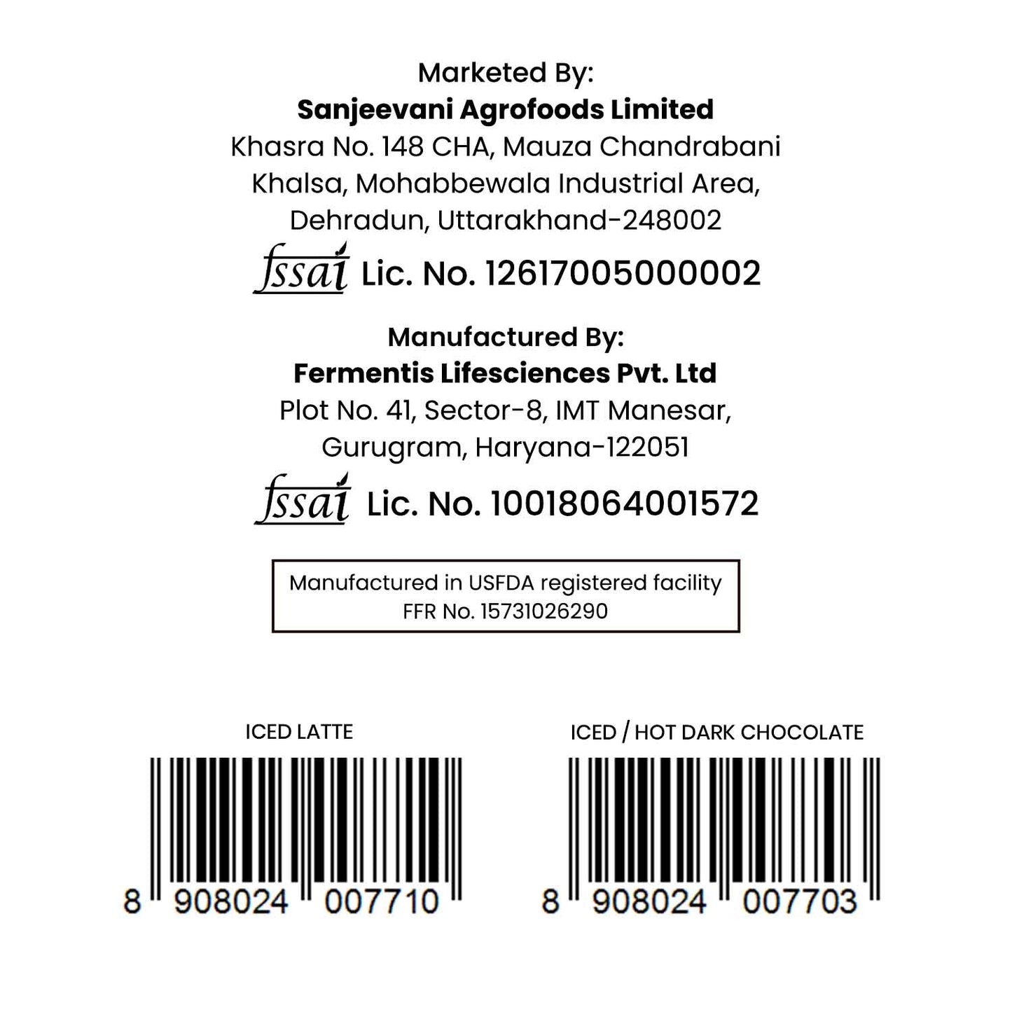 Barsana Magic and Back of a product label with branding, licensing information, and barcodes.