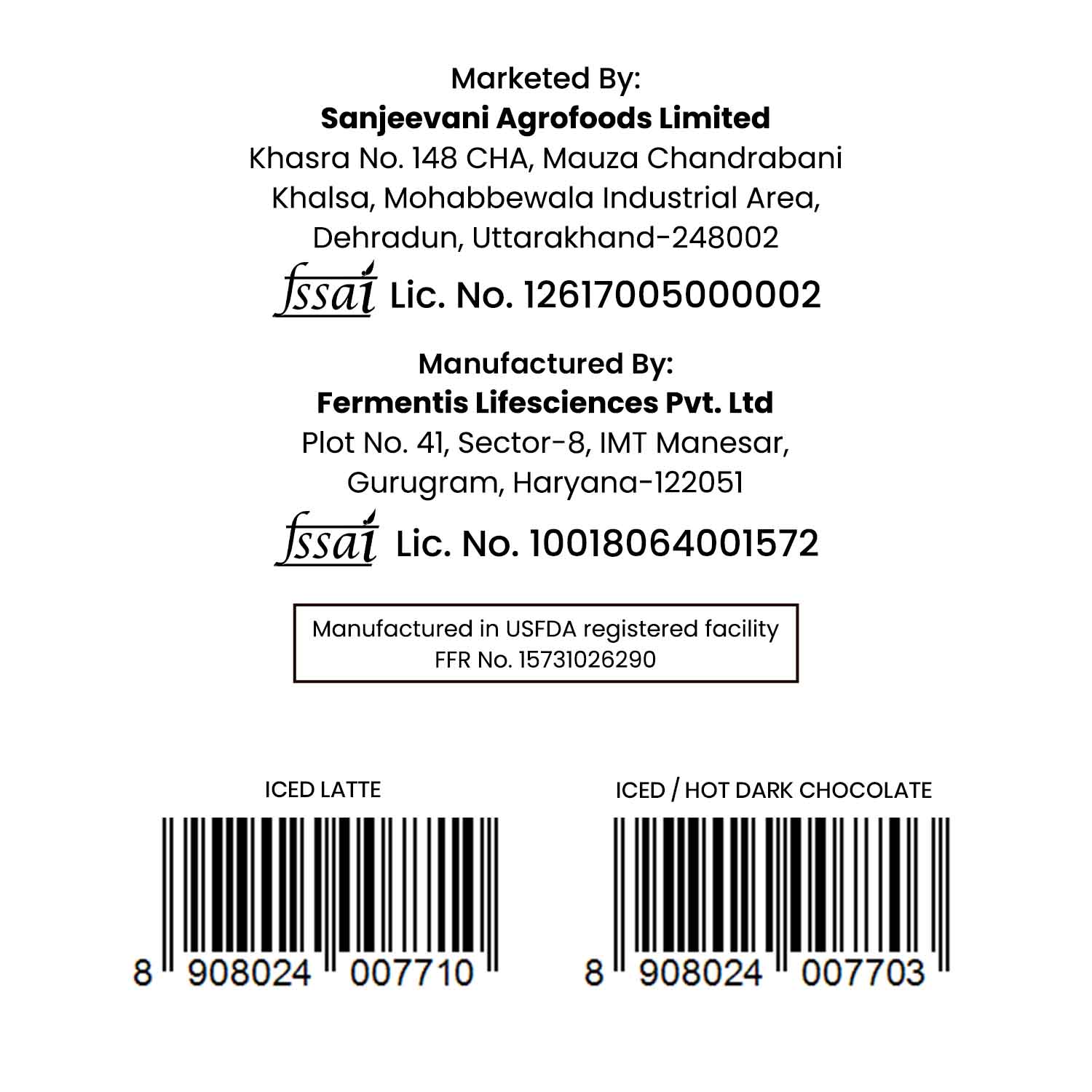 Barsana Magic and Back of a product label with branding, licensing information, and barcodes.