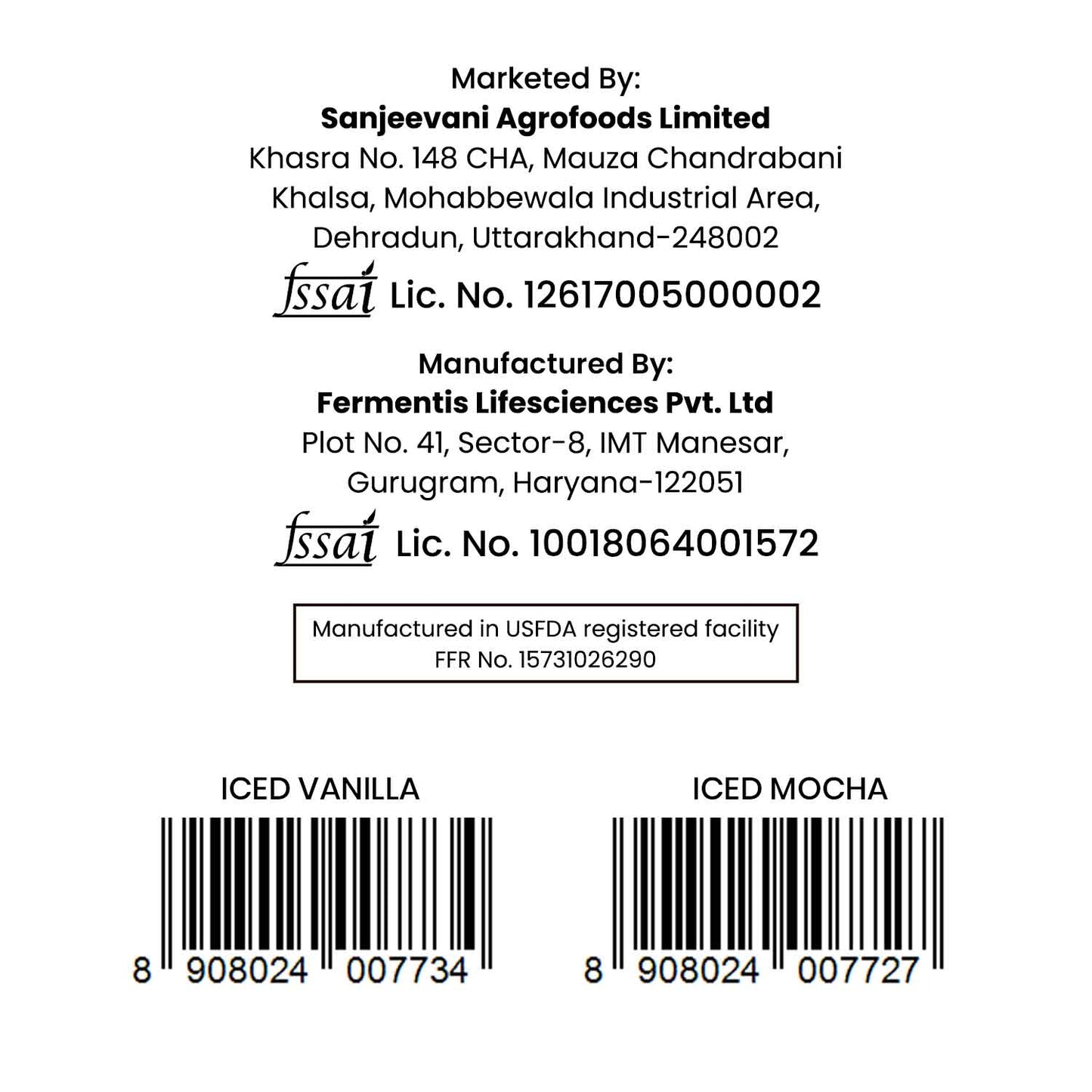 Barsana Magic and Back label with product details and barcodes on a white background