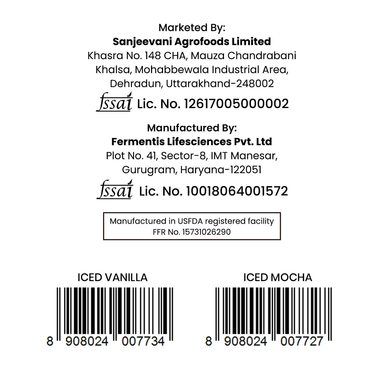 Barsana Magic and Back label with product details and barcodes on a white background