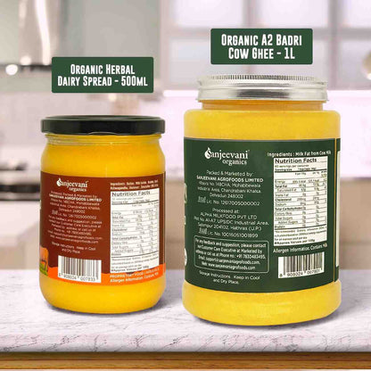 Barsana Magic and Two jars of Sanjeevani Organics products on a kitchen counter.