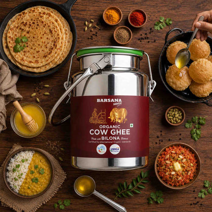Organic Bilona Cow Ghee Dolchi 2.5L | Stainless Steel Family Saver Pack