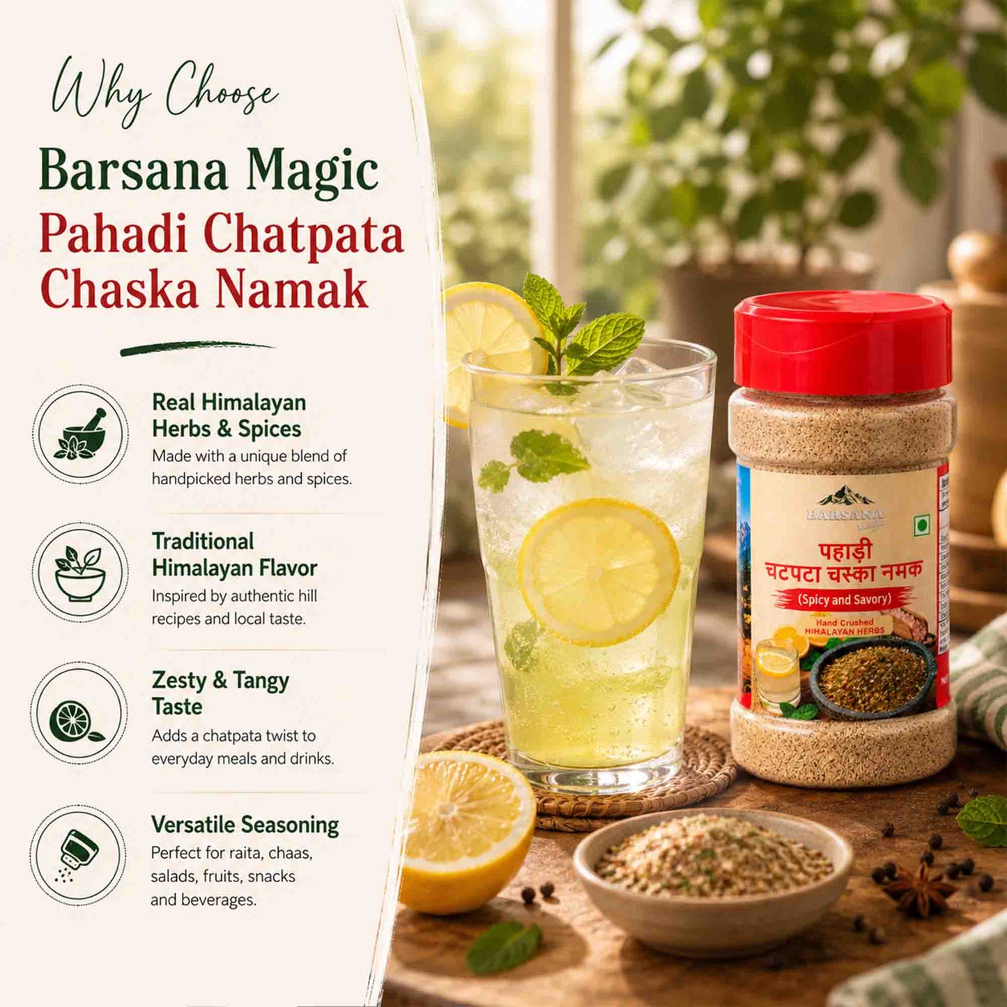 Himalayan Pahadi Namak Combo | Raita, Tandoori, Salad & Chatpata Seasoning | Pack of 4