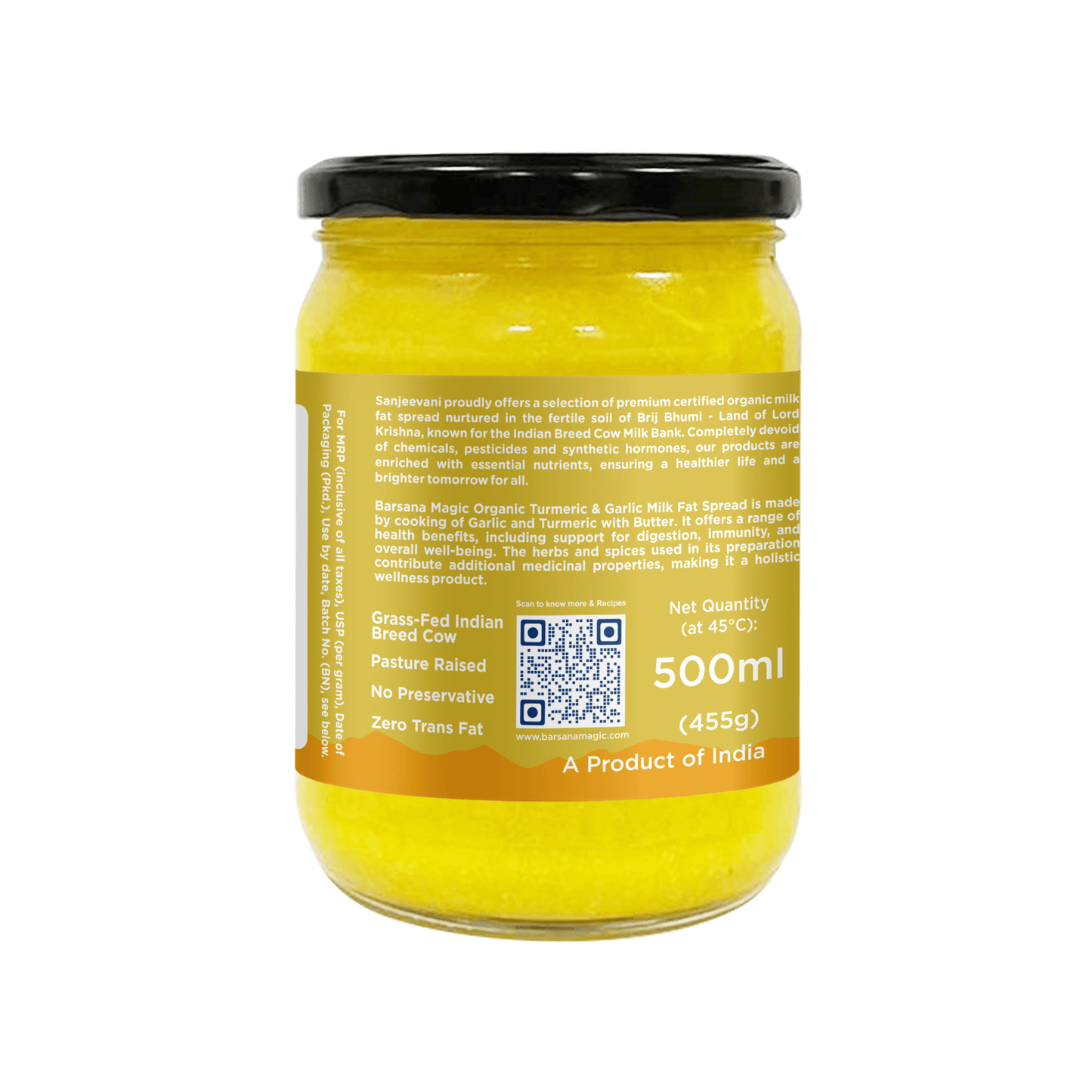 Organic Turmeric & Garlic Milk Fat Spread (500ml)