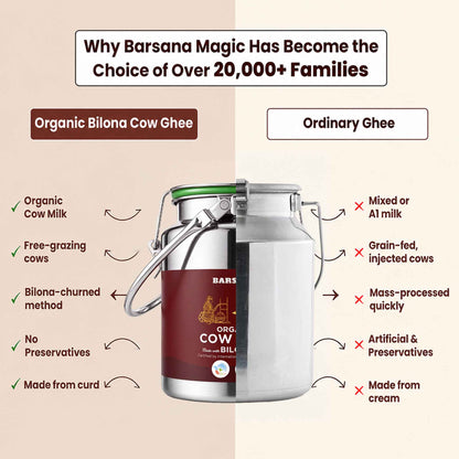 Organic Bilona Cow Ghee Dolchi 2.5L | Stainless Steel Family Saver Pack