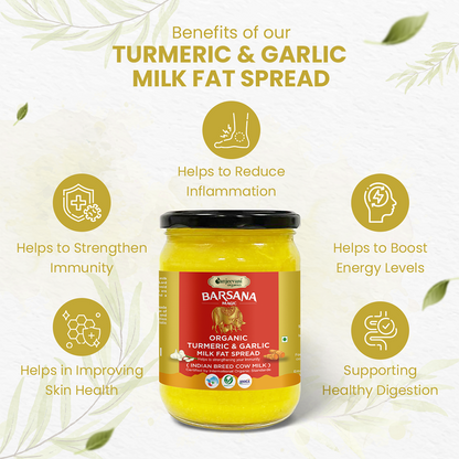 Trio pack of Organic Turmeric, Masala, and Turmeric-Garlic Milk Fat Spreads in vibrant jars, showcasing rich, golden hues.