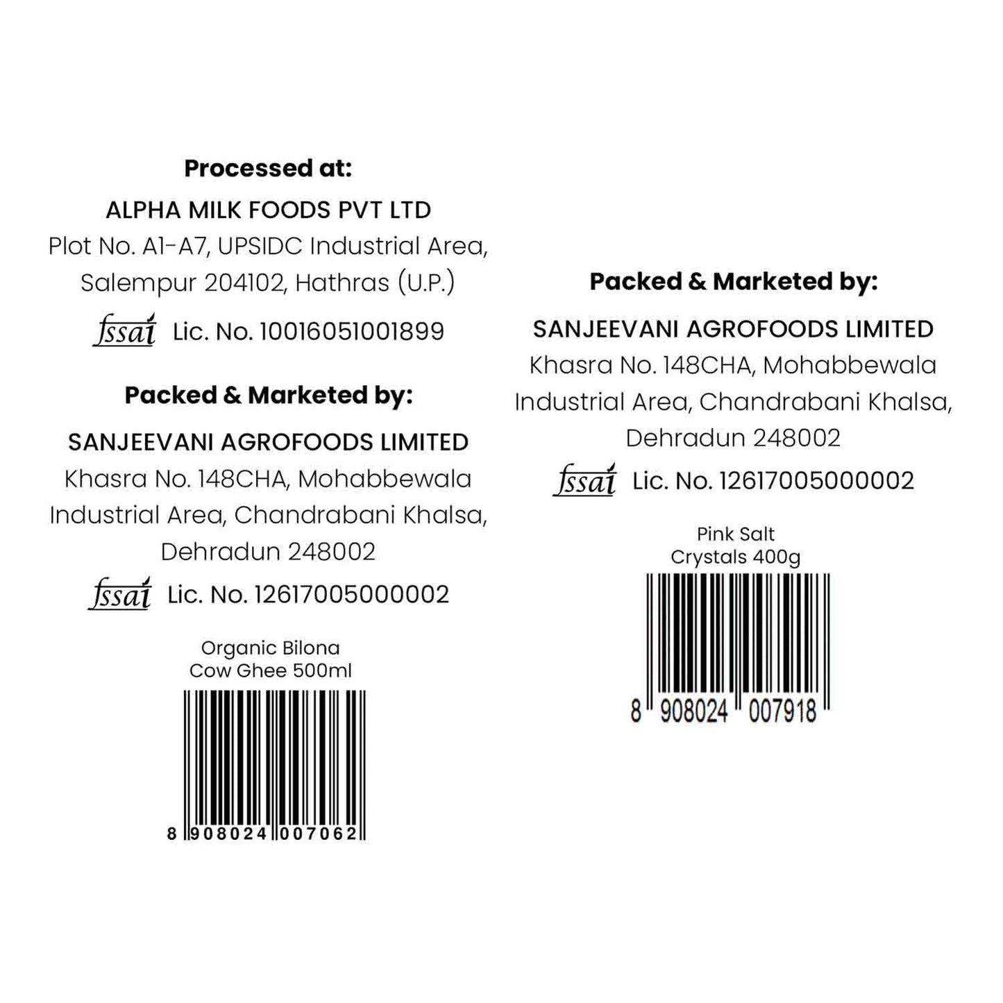 Barsana Magic and  Back label of a product with processing and packaging details on a white background