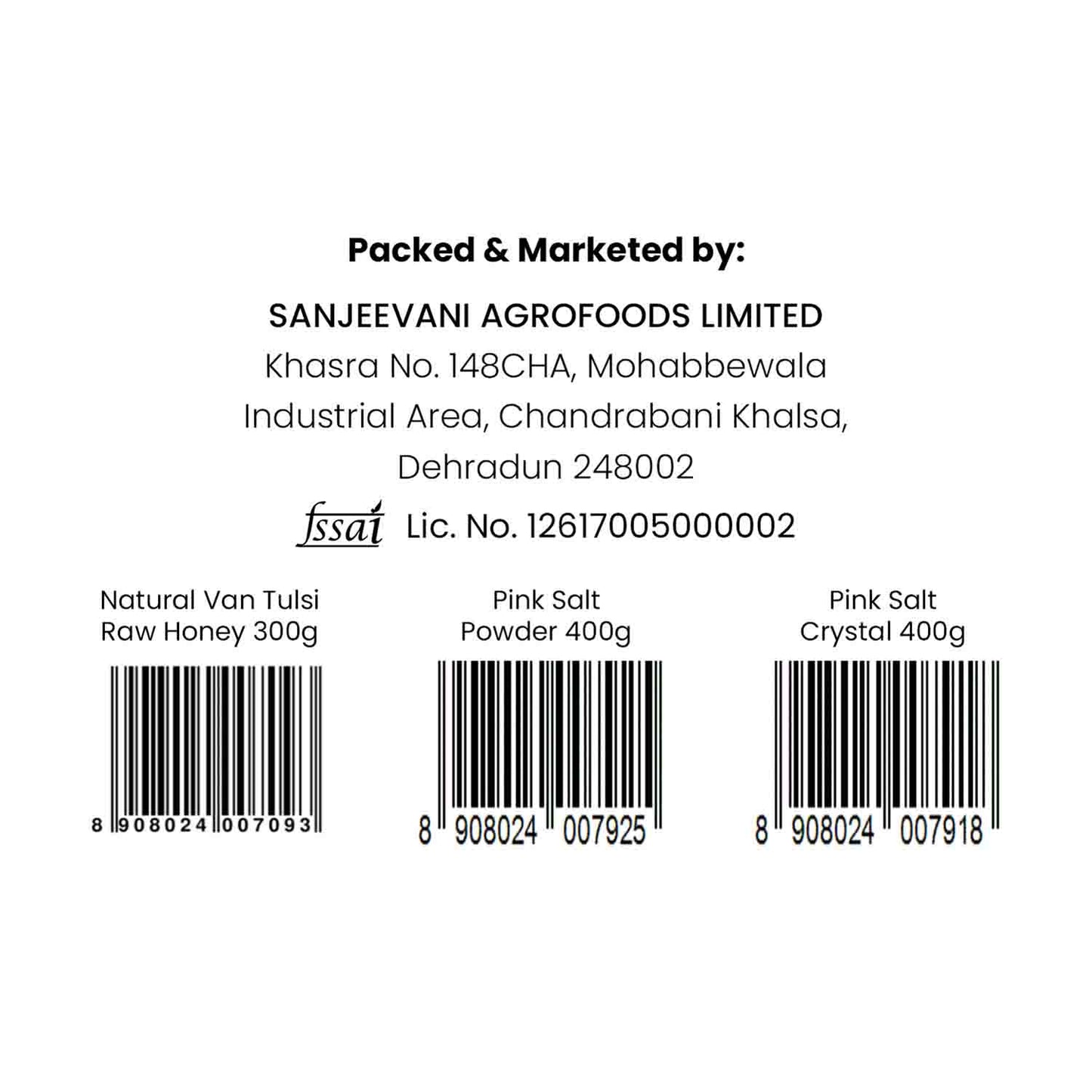 Barsana Magic and Product label with Sanjeevani Agrofoods Limited information and barcodes.