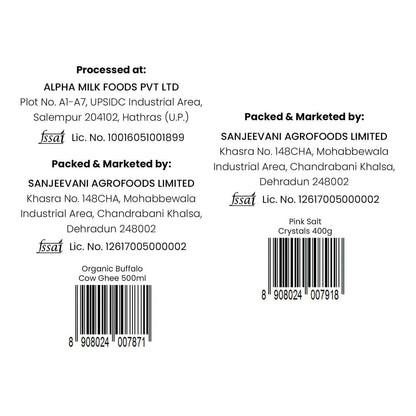 Barsana Magic and Back of a food product packaging with processing and packing details.