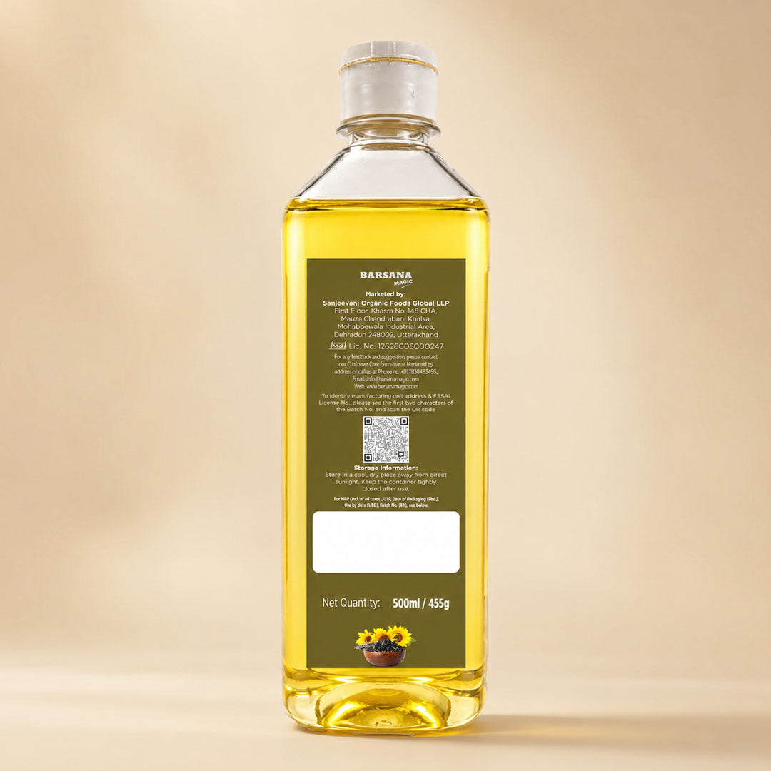 Cold Pressed Sunflower Oil 500ml | Certified Organic