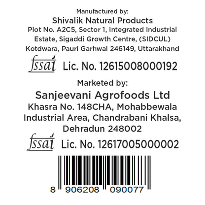Barsana Magic and Product label with Shivalik Natural Products and Sanjeevani Agrofoods Ltd information, FSSAI licenses, and a barcode.