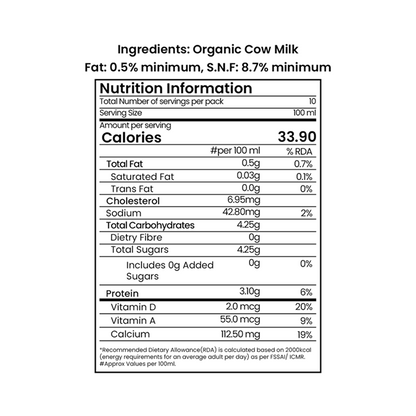Organic Cow Milk Stay Fit Milk 1L (6pc. in One Carton Box)
