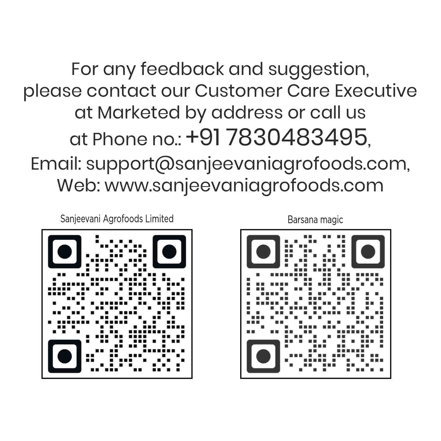 Barsana Magic and Sanjeevani Agrofoods Limited company barcode