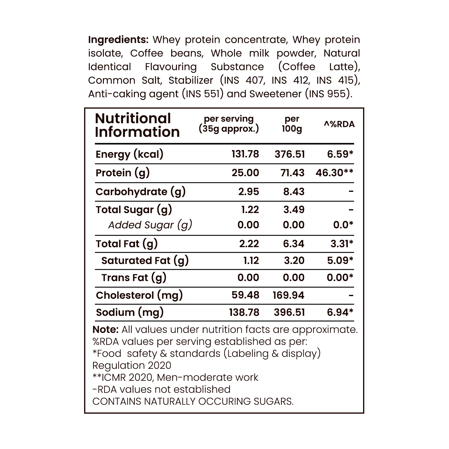 Barsana Magic and Nutritional information and ingredient list for a product on a white background