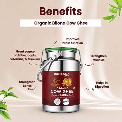 Organic Bilona Cow Ghee Dolchi 2.5L | Stainless Steel Family Saver Pack