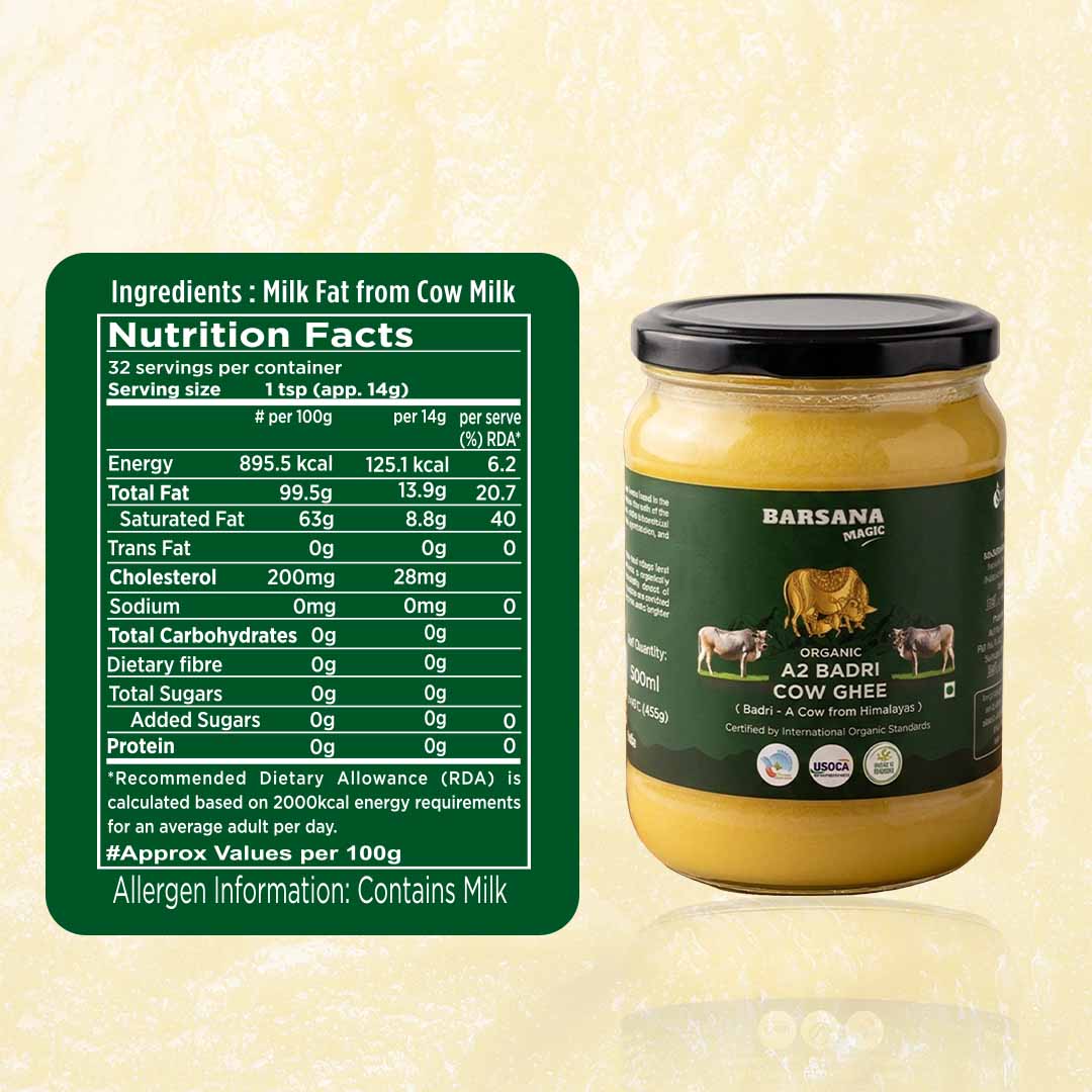 Organic A2 Badri Cow Ghee from the Himalayas