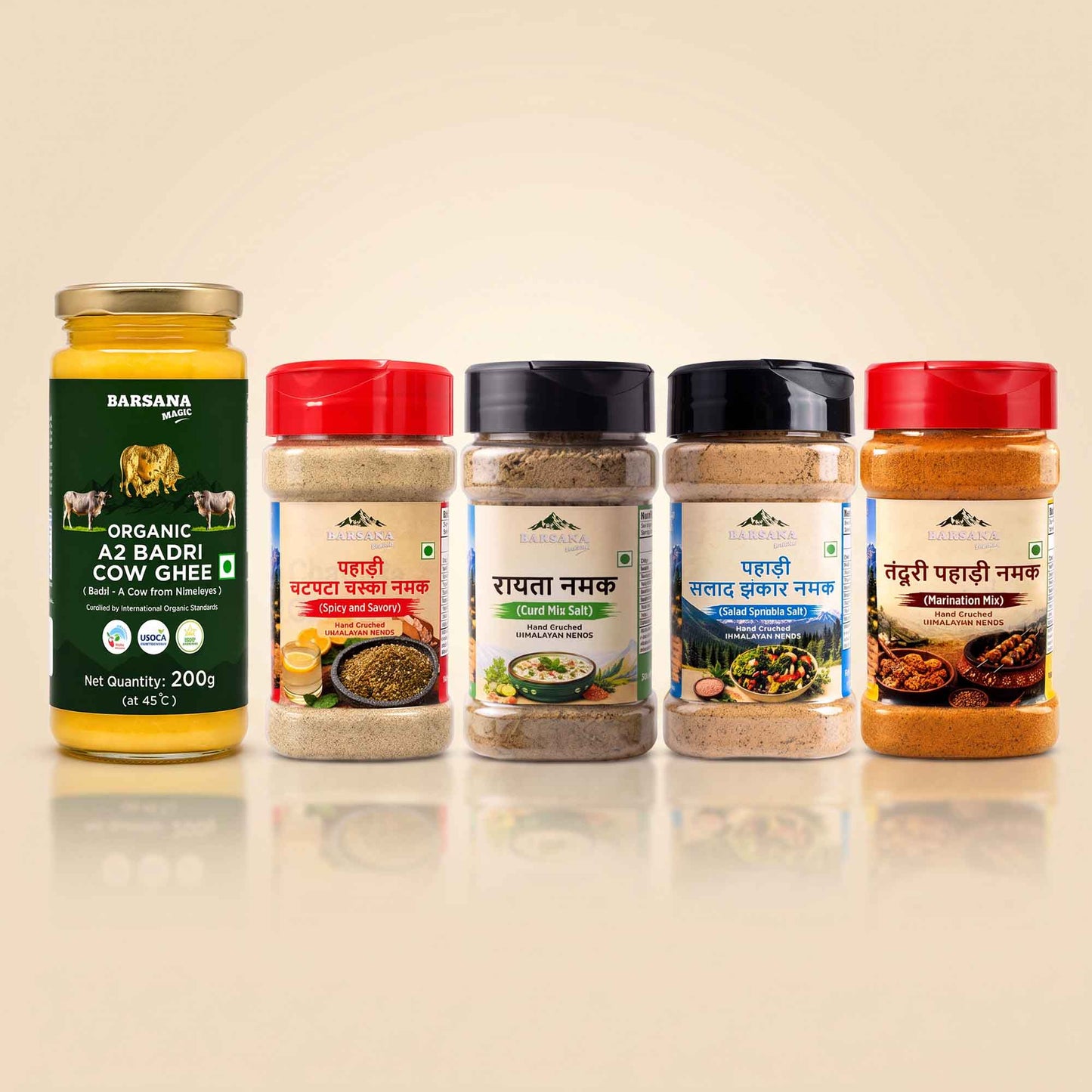 Organic A2 Badri Cow Ghee 200g + Himalayan Pahadi Namak Pack of 4