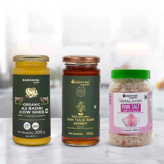 Barsana Magic and Three jars of different products on a white background
