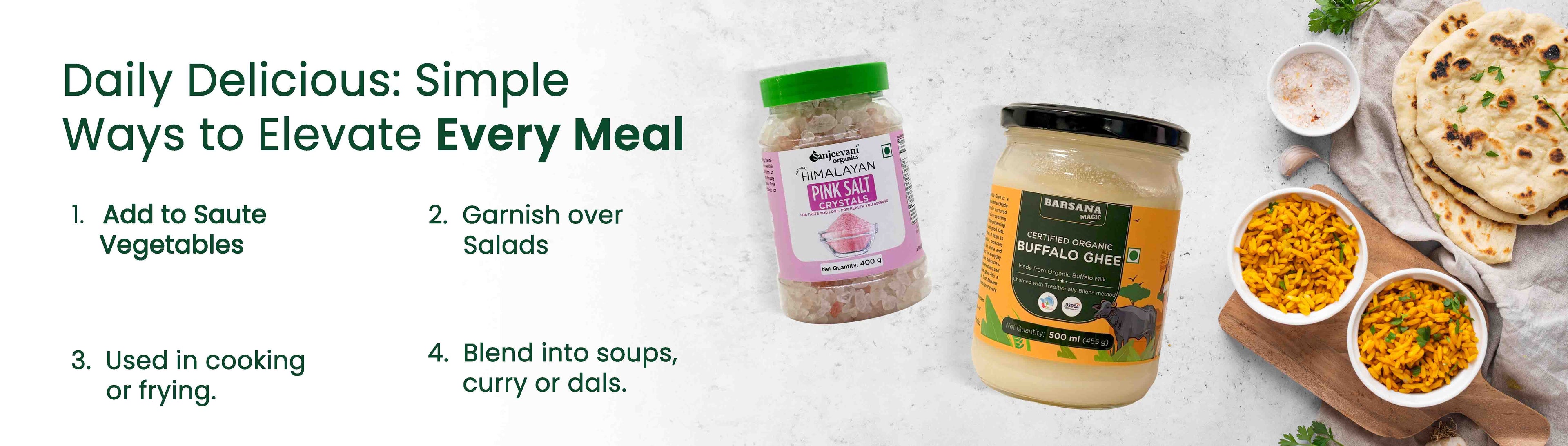 Barsana Magic and Two jars of food with text on a light gray background