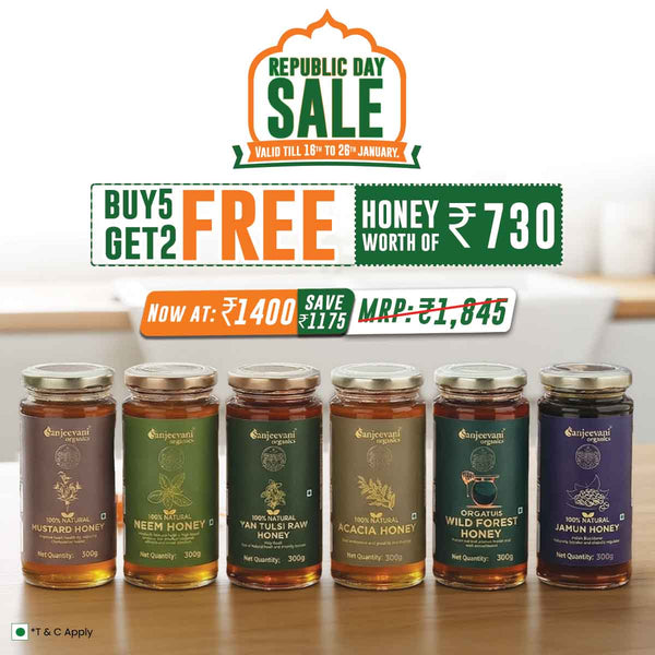 Pick Any Honey 5 at ₹1400 | Get 2 Free Honey & 1 Honey Stick