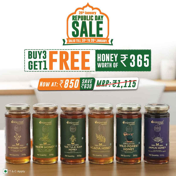 Pick Any Honey 3 at ₹850 | Get 1 Free Honey & 1 Honey Stick
