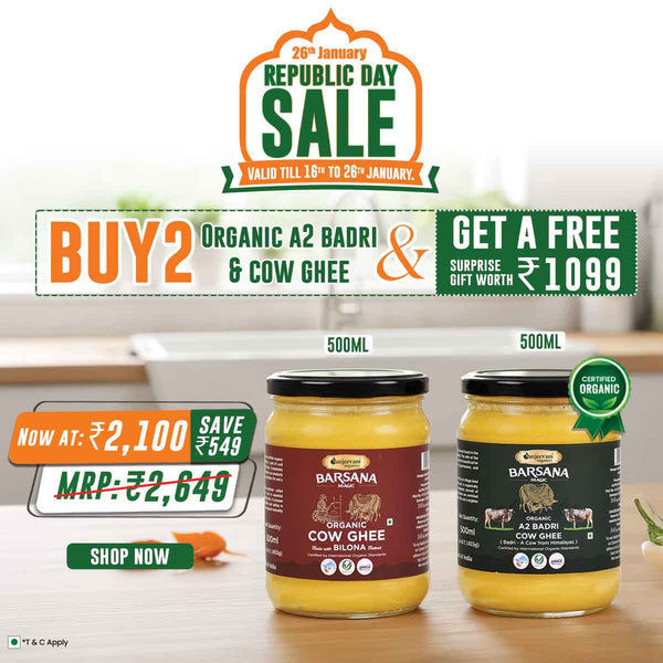Organic A2 Badri & Bilona Cow Ghee 500mlx2 |Free Surprise Gift
