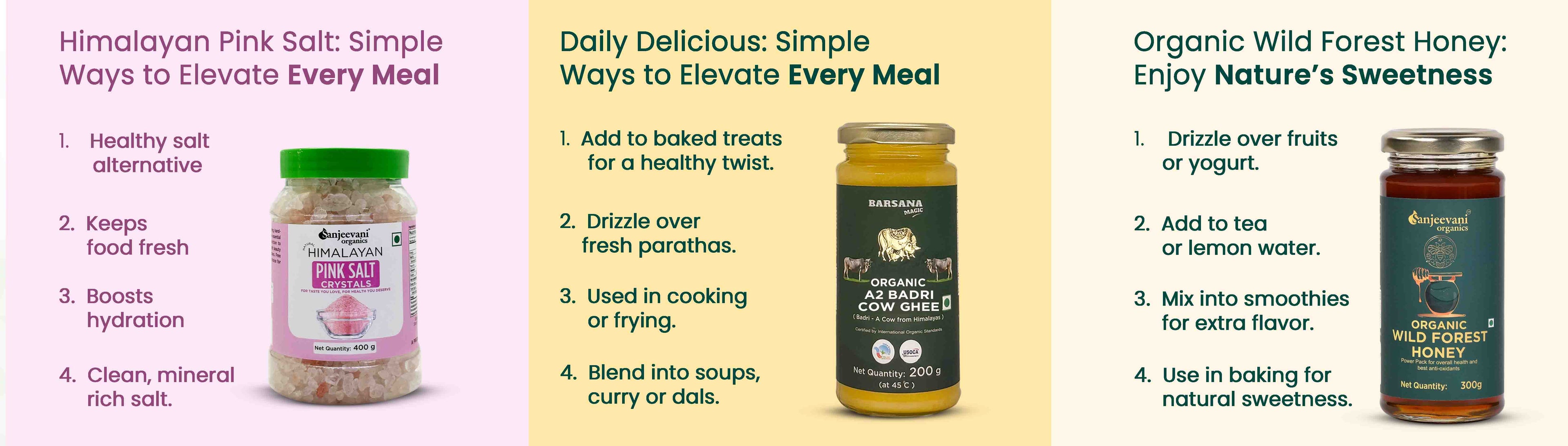 Barsana Magic and Three products with labels on a yellow background