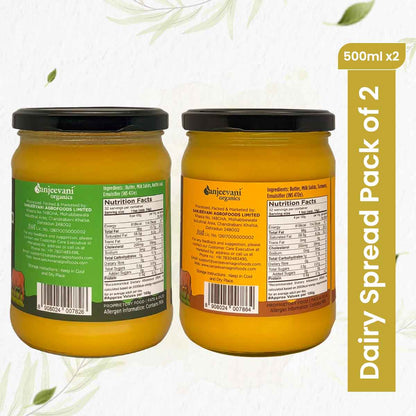 Barsana Magic and Two jars of dairy spread with labels and a text overlay indicating a pack of two.