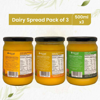 Barsana Maic and Three jars of dairy spread with labels on a white background